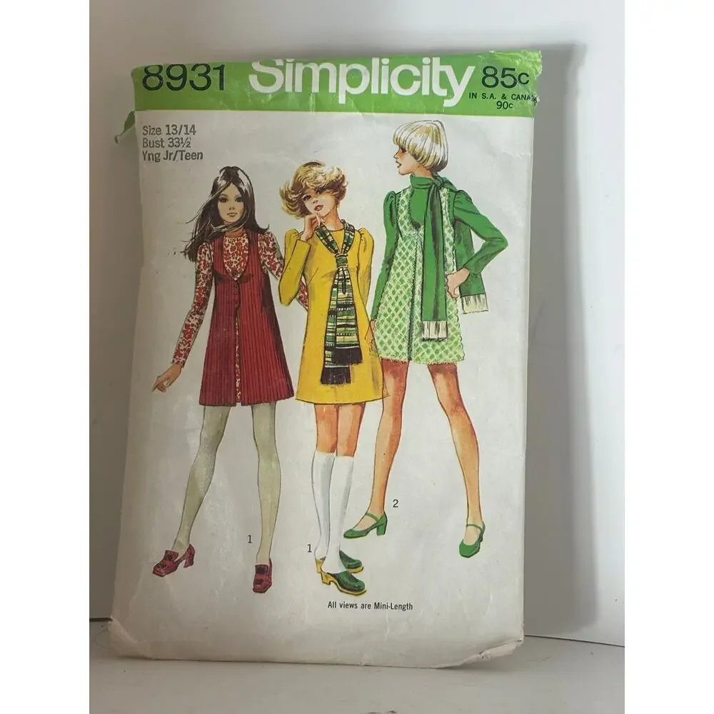 Simplicity Vintage Sewing Patterns 70s AS IS Condition 6879 8931 8373 Teens Jrs